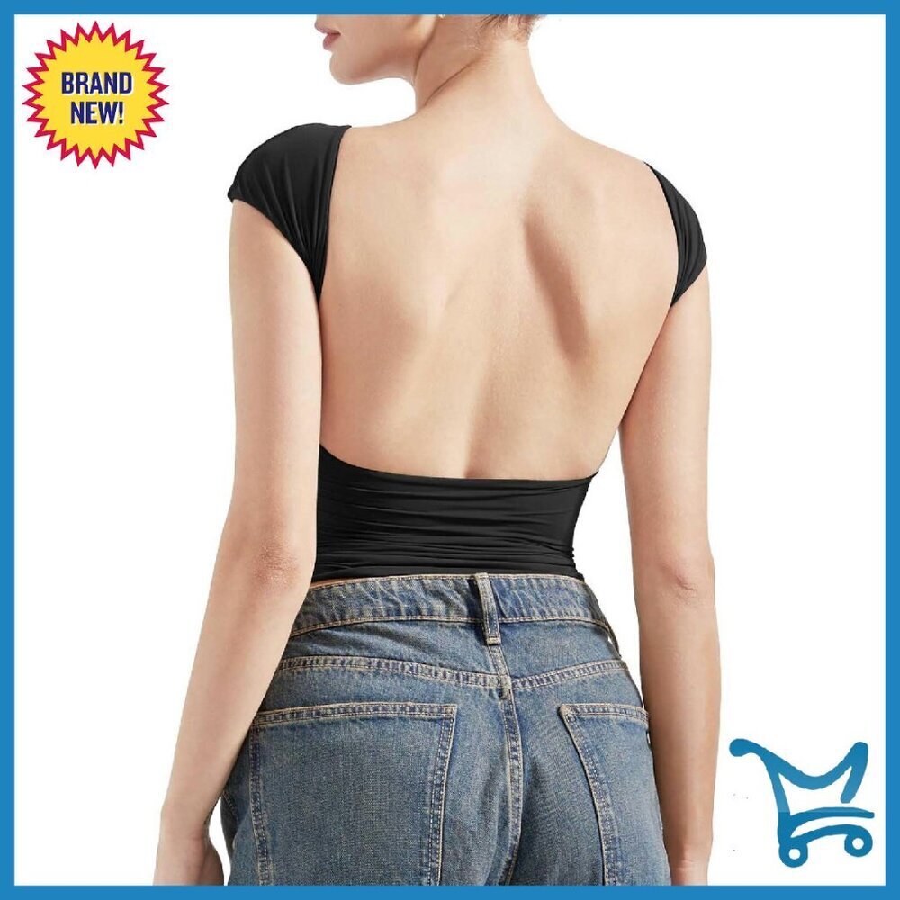 Backless Double Lined Crop Top Y2K Going Out Tee